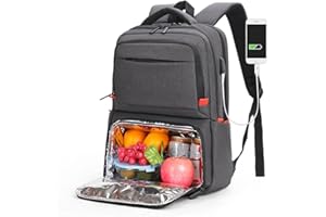 scosao Zaino Termico a Prova di Perdite, Borsa Frigo Isoterma con Scomparto Refrigerante, Multifunzione Zaino per Laptop con Porta di Ricarica USB per Uomo Donna, PIC-nic, Barbecue, Campeggio,Black