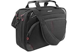 Torba na laptopa KROSER 15.6-calowa torba biznesowa Torba na laptopa na ramię Wodoodporna torba na ramię Wytrzymałe etui na tablet z kieszeniami RFID na uczelnię / mężczyzn / kobiety / mężczyzn / kobiety - czarny / czerwony MULTI-WAY