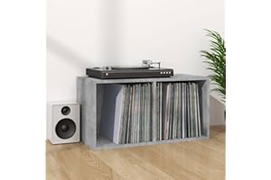 prissent Contenitore per Vinili Grigio Cemento 71x34x36cm in Multistrato Porta CD da Tavolo Mobile Basso Mobile Porta CD Scaffale Porta CD Mobili Soggiorno Armadietto Salvaspazio Porta Dischi Vinile