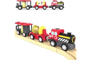 TOPLIVING Holzeisenbahngleis Zubehör batteriebetriebener Lokomotivzug, magnetisches Eisenbahnspielzeug für Kleinkinder Gleis-Set, leistungsstarker Motor feiert Zug Passend