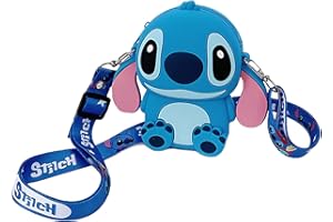 Stitch Purse Wopin Silicone Shoulder Bag for Children's,Cartoon Bags for Children's Kindergarten,Cartoon Stitch Crossbody Bag Adjustable Strap,Disney-Stitch Crossbody Bag Birthday Gift
