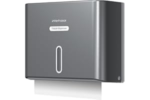 interhasa! Commercial Paper Towel Dispenser Wall Mounted Hand Towel Dispenser with Key Lock C-Fold Paper Towel Dispenser Large Capacity for Bathroom Adhesive Grey