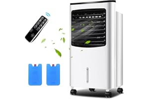 GOPLUS Rafraîchisseur d’Air Mobile 4 en 1 Fonction de Réfrigération, Humidification, Purification, Ventilation, Réservoir 8L, 75W, 3 Vitesses, Minuterie, Oscillation, Télécommande