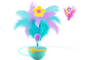 Migipaws Jouet interactif pour Chat avec Plumes, Design en Forme de gobelet et Son d'oiseau, Jouet Automatique pour Chaton d'intérieur, remplaçable (Vert)