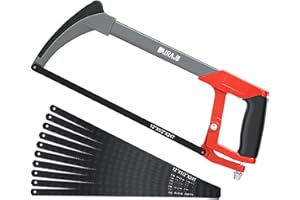 AIRAJ Metallsäge 300 MM,Hand-Sägen mit 10 Austauschbarer Klinge,45 °/90 ° Eisensäge für Metall,Holz,Stahl,PVC-Rohr,Gefrorenem Fleisch,Bügelsäge und Plastik,Profi Metallsäge