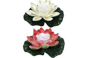 Yeehliny Schwimmende Lotuslichter, LED Wasserdichte Solar Seerosen Schwimmende solarleuchten Lotusblumen-Nachtlampe Lotusblüte Lotusblatt Teichlicht für Pool Teich Garten Deko (18CM-2PC-03#)