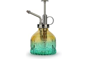 KoGiio Verre Plantes Vaporisateur D'arrosage, 200ml Rétro avec Pompe Arrosoir, Une Main Darrosage Pulvérisateur Brumisateur pour Jardinage Plantes, Jardin, Nettoyage, L'alcool-Marron/Vert-Buse Bronze