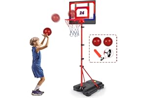 LYPSOCHAAT Basketballkorb Indoor Outdoor für Kinder Höhenverstellbar 107cm-189cm, Basketball Korb Set Spielzeug mit Ball Pumpe, Sport Spielzeug Geschenk für Jungen Mädchen ab 3 4 5 6 7 8 Jahre