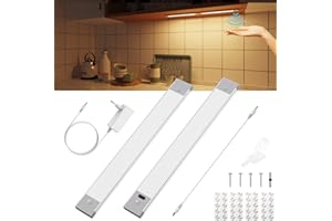 Enteenly Luz Led, Led Cocina Bajo Mueble con Sensor sin Contacto, 30cm x 2 Regulable Luz Armario para Cocina, Gabinete, Garaje, Blanco Cálido, 2700K
