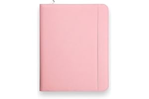 Vebon® Porte-Documents A4 Grand Rome I Double Fermeture éclair + Pince I Porte-Documents de conférence + Sacoche pour Ordinateur Portable I Rangement supplémentaire I Rose Pastel I Similicuir
