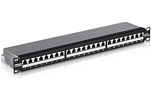 TRENDnet 24-Port Cat6A Shielded 1U Patch Panel, 1000BASE-T/10GBASE-T Support, Compatible with Cat5e, Cat6, Cat6a, 110 or Krone Type, TC-P24C6AS