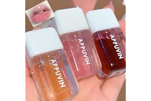 Sitovely 3PCS Ensemble d’huile pour les lèvres hydratante en gelée,Clear Lip Glow Oil Transparent Plumping Lip Gloss, Shimmer Lip Balm pour le soin des lèvres, Teinte à lèvres non collante (A)