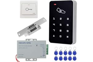 KADONGLI KDL Kit Complet de système de contrôle d'accès RFID Clavier Autonome avec Verrouillage de gâche électrique de Type NO, Alimentation DC12V / 3A, Interrupteur de Porte, 10pcs étiquettes de clé RFID