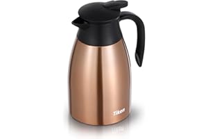 Tiken 1.5L Caraffa Termica per il Caffè da, Brocca Isolante in Acciaio Inossidabile per il Caffè, Tè e altre Bevande Calde e Fredde