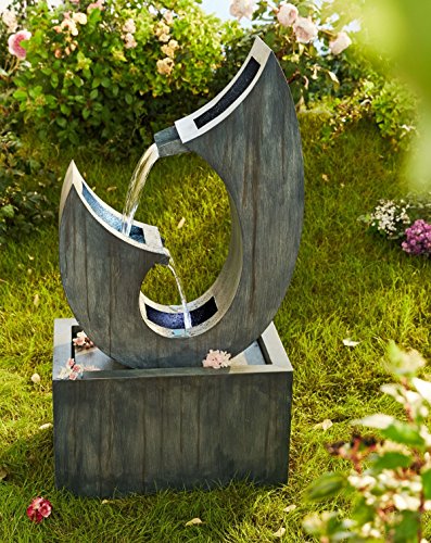 miaVILLA Gartenbrunnen Brunnen Delta LED Beleuchtet Metall Grau - 6