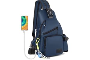 GOUNNU Bandolera Hombre Pequeña Sling Bag Impermeable Bolso de Pecho con Puerto de Carga USB, Bandoleras Cruzada Ajustable Mochila Pequeñas Antirrobo para Viajes, Trabajo, Senderismo