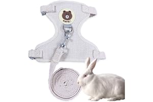 KEWUF harnais lapin nain, accessoires lapin, harnais pour lapin réglable et respirant, colliers et laisses pour petits animaux, pour lapin, chat, chaton(D)