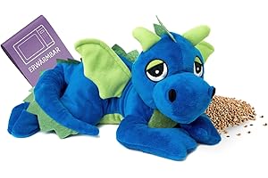 Habibi Peluche de peluche para niños y adultos, 1861 dragón de la suerte azul real con relleno de mijo, para calentar en el microondas o en el horno, ideal también para bebés