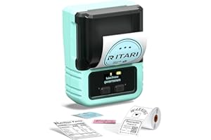 Itari M120 Etikettendrucker - Bluetooth-Etikettendrucker Thermoetikettierer Aufkleber Druckgröße 20-50 mm, Wireless Labeldrucker kompatibel mit Handys und PCs (Grün, mit 1 Rolle Etiketten)