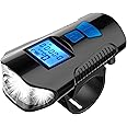 SHIVEXIM 3 in1 Rechargeable ABS LED Bicycle Front/Head Light with USB with Speedometer, Odometer and is Waterproof, Suitable for All Mountain and Road Bicycle and Bikes (Black)