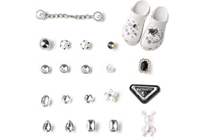 ZALHIN 20 Pezzi Spilla da Scarpa Affascinante - Decorate Fibbie per Scarpe Spiaggia, Coniglio Fiori Strass per Scarpe Accessori, Croc Charm Rimovibile per Ragazze, Donne e Bambini