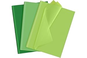 NEBURORA Assortiment de papier de soie vert, 60 feuilles de papier cadeau, papier d'art, 3 couleurs pour la Saint Patrick, bricolage, anniversaire, Pâques, vacances, décoration de fête