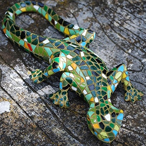 Hübsche und Außergewöhnliche Grüne Mosaik Eidechse, Garten Deko aus Kunstharz - 2