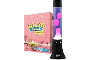 Blob Lamps® Liquid Motion Lamp Modern Pink Wax Purple Liquid Matt Black Base & Cap 14.5" Mood Lamp Light