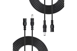 Liwinting 2 Piezas 3 Metros Cable de Extensión 2.1mm x 5.5mm Plug DC Macho a Hembra Conector para Adaptador de Corriente, LED, Cámara CCTV Potencia, Coche, Monitores y Más - Negro