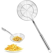 Cucchiaio Ragno In Acciaio Inox Con Manico Lungo In Legno 45,5 Cm – Schiumatoio Per Frittura, Pasta E Frutti Di Mare - 2