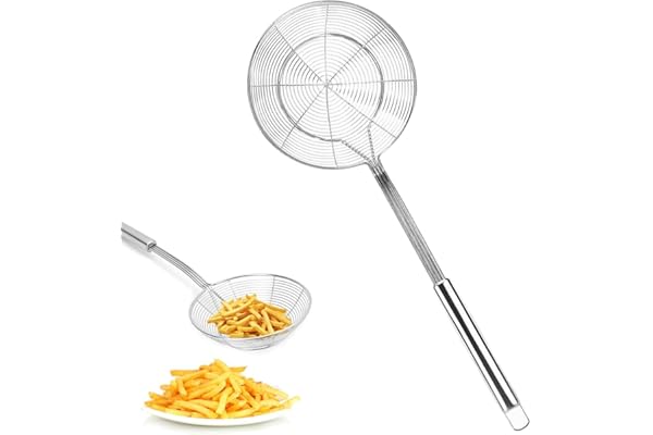 Araignée de Cuisine,Ecumoire à friture en Acier Inoxydable,Passoire Araignée avec Poignée,Écumoire araignée,pour cuisiner,griller,cuire à la vapeur et écoper Aliments (14 cm)
