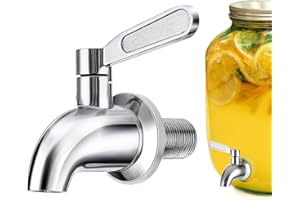 QINGHEC 1 Pcs 1/2 Inch Glass Drink Dispenser Tap, 304 Stainless Steel Drink Dispenser Faucet, Beverage Dispenser Spigot Replacement for Hot Cold Water Beer Wine Juice Bottle Bucket, Silver