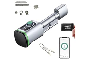 RATSTONE Elektronisches Türschloss,Fingerprint Haustür,Biotech Fingerabdruck-Schließzylinder,IP65,Mit RFID-Karte,Mit Bluetooth,Geeignet Für Türen Von 35-50mm