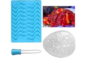 BESTONZON 2 Pack Brain Jelly Mould and Silicone Gummy Worm Mould for Halloween or Pirate Themed Parties
