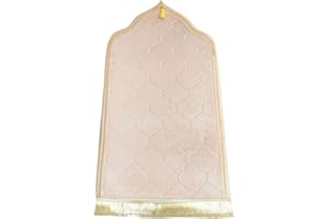 Windplusya Muslim Prayer Mat, Thick Soft Velvet Muslim Rug, Portable Muslim Prayer Rug, Turkish Prayer Carpet,Janamaz Sajada Carpet for Men and Women Plain Solid Prayer Mat Ramadan Eid Gift.-Beige