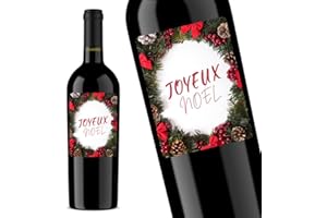 COUSIOTS Étiquette personnalisée - Joyeux Noël - Bouteille de vin