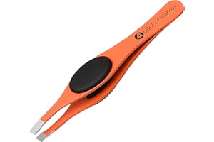 Abdul of Sialkot Tweezers for Women & Men - Precision Engineered Stainless Steel, Fine & Ingrown Hair, Non-Slip, Sharp & Slanted Pack of 1 (Orange Malta)