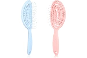BAVUNV Haarbürste Locken, 2 Stück Haarbürste Ohne Ziepen Spiral Haarbürste, Kopfhaut Massagebürste Anti Frizz Detangler-Bürste Entwirrbürste für Locken lange Haare von Damen Herren Kinder