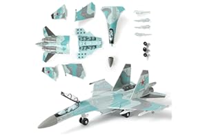 SEBUNAS SABANAS Avion de Chasse SU-35S à l'échelle 1:100, kit de Construction Rapide, Avion Militaire en Plastique, Jouet d'assemblage, modèle d'avion avec Support, Cadeau pour Adultes et Enfants (25 pièces)