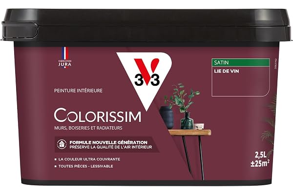 V33 Peinture multi-supports Colorissim® Lie de vin satin 2,5L