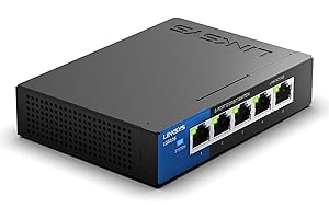 Linksys LGS105 5 Port Gigabit Unmanaged Network Switch - Home / Office Ethernet Switch Hub with Metal Housing - Wall Mount or Desktop Ethernet Splitter, Easy Plug & Play Connection