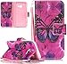 Produktbild Nnopbeclik Hülle Leder Für Samsung Galaxy A3 2017 Flip Case Echt, Folio PU Leather Handytasche Brieftasche Schutz Etui Schale, Bunt Gemalt Blume Case Multi Muster Wallet Bookstyle Handyhülle mit Standfunktion Karteneinschub und Magnetverschluß Bumper Pour Samsung Galaxy A3 2017 [Schmetterling]