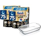 Finish Ultimate Plus Bulaşık Tableti, 2x75 Tablet, CycleSync Teknolojili, Borcam Dikd&ouml;rtgen Fırın Kabı Dahil