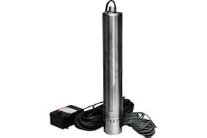 Güde Tiefbrunnenpumpe GTT 900 (900 W, Fördervolumen: 4500 l/h, max. Förderhöhe: 55 m, max. Eintauchtiefe: 15 m, 9 glasfaserverst. Laufräder, Pumpen-Ø 100 mm, Edelstahlwelle & -mantel, 20m Nylon Seil)