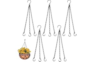 L0famy 5 Pcs Hanging Basket Chains 3 Point Heavy Duty,Flower Hanging Basket For Hanging Plants, Replacement Chain Flower Pot Chains for Hangings Baskets with Inch for Bird Feeders Planters(Black)