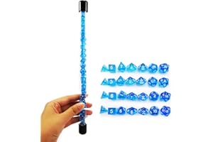 BESCON DICE Bescon Set di 28 mini dadi poliedrici blu traslucidi in tubo, Dungeons and Dragons, 4 x 7 pezzi, set di mini dadi blu