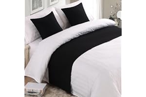 QRGMKL Premium Bed Runner for Foot of Bed, Solid Color Bed Scarf Cotton Linen Bedspread Home Decoration Hotel Bedroom Bedding Protector-Black||240X50cm for 1.8m Bed