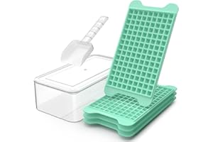 FINIBO Mini Eiswürfelform für Gefrierschrank: Kleine Eiswürfelform mit Eisbehälter - 135 × 4 Stück Eiswürfelbehälter für Kühlen von Getränken, Crushed Ice Mini Ice Cube Tray