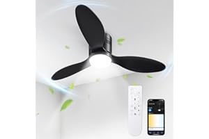 BLITZWILL Ventilatore da Soffitto con Luce, Ø132cm Ventilatori da soffitto con Illuminazione LED, Controllo App&Telecomando, 6 Velocità, 3 Colori Dimmerabile, 3 Pale, Silenzioso, Estate-Inverno,Timer