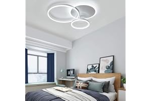 WHLL groß deckenleuchten 54W deckenlampe deckenlampe dimmbar mit fernbedienung 3000K-6000K deckenleuchte modern für schlafzimmer lampen deckenleuchte esszimmer (weiß, 3 Ringe)